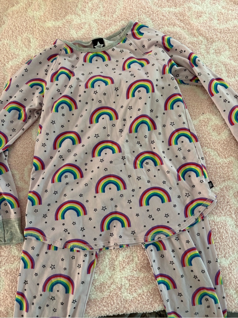 Kids Rainbow Print Pajama Set - Lavender